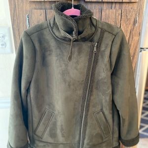 New coat. The Loft. Olive green suede